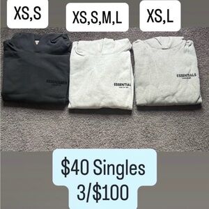 Essentials Hoodies in Black, Gray, and Cream